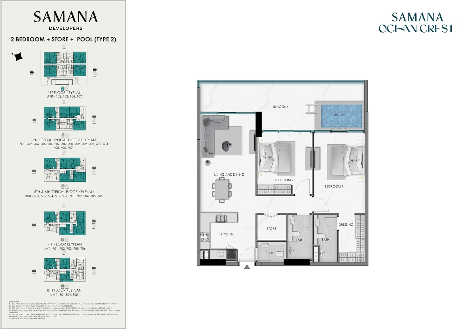 2 Bedroom + Store + Pool