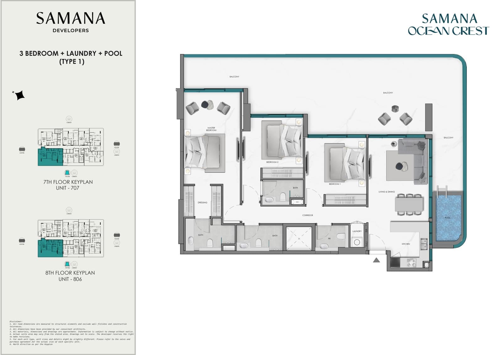 3 Bedroom + Laundry + Pool